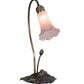 Meyda Lighting Tiffany Pond Lily 16" Antique Brass Accent Table Lamp With Pink Shade Glass