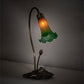 Meyda Lighting Tiffany Pond Lily 16" Mahogany Bronze Accent Table Lamp With Amber & Green Shade Glass