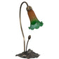 Meyda Lighting Tiffany Pond Lily 16" Mahogany Bronze Accent Table Lamp With Amber & Green Shade Glass