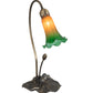 Meyda Lighting Tiffany Pond Lily 16" Mahogany Bronze Accent Table Lamp With Amber & Green Shade Glass