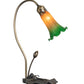 Meyda Lighting Tiffany Pond Lily 16" Mahogany Bronze Accent Table Lamp With Amber & Green Shade Glass