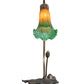 Meyda Lighting Tiffany Pond Lily 16" Mahogany Bronze Accent Table Lamp With Amber & Green Shade Glass