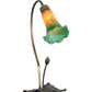 Meyda Lighting Tiffany Pond Lily 16" Mahogany Bronze Accent Table Lamp With Amber & Green Shade Glass