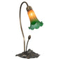 Meyda Lighting Tiffany Pond Lily 16" Mahogany Bronze Accent Table Lamp With Amber & Green Shade Glass