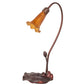 Meyda Lighting Tiffany Pond Lily 16" Mahogany Bronze Accent Table Lamp With Amber Shade Glass
