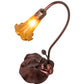 Meyda Lighting Tiffany Pond Lily 16" Mahogany Bronze Accent Table Lamp With Amber Shade Glass