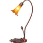Meyda Lighting Tiffany Pond Lily 16" Mahogany Bronze Accent Table Lamp With Amber Shade Glass