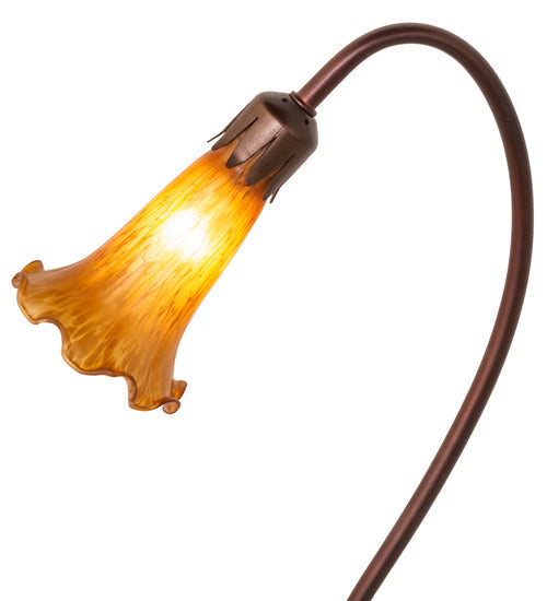 Meyda Lighting Tiffany Pond Lily 16" Mahogany Bronze Accent Table Lamp With Amber Shade Glass