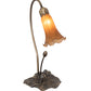 Meyda Lighting Tiffany Pond Lily 16" Mahogany Bronze Accent Table Lamp With Amber Shade Glass