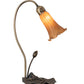 Meyda Lighting Tiffany Pond Lily 16" Mahogany Bronze Accent Table Lamp With Amber Shade Glass