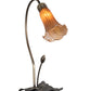 Meyda Lighting Tiffany Pond Lily 16" Mahogany Bronze Accent Table Lamp With Amber Shade Glass