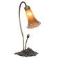 Meyda Lighting Tiffany Pond Lily 16" Mahogany Bronze Accent Table Lamp With Amber Shade Glass