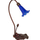 Meyda Lighting Tiffany Pond Lily 16" Mahogany Bronze Accent Table Lamp With Blue Shade Glass