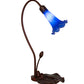 Meyda Lighting Tiffany Pond Lily 16" Mahogany Bronze Accent Table Lamp With Blue Shade Glass