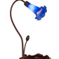 Meyda Lighting Tiffany Pond Lily 16" Mahogany Bronze Accent Table Lamp With Blue Shade Glass