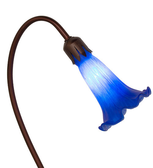 Meyda Lighting Tiffany Pond Lily 16" Mahogany Bronze Accent Table Lamp With Blue Shade Glass