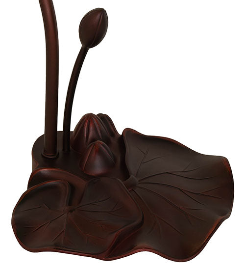 Meyda Lighting Tiffany Pond Lily 16" Mahogany Bronze Accent Table Lamp With Blue Shade Glass