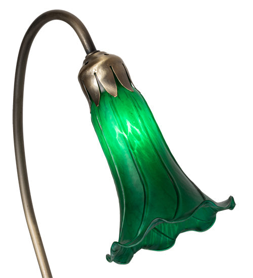 Meyda Lighting Tiffany Pond Lily 16" Mahogany Bronze Accent Table Lamp With Green Shade Glass