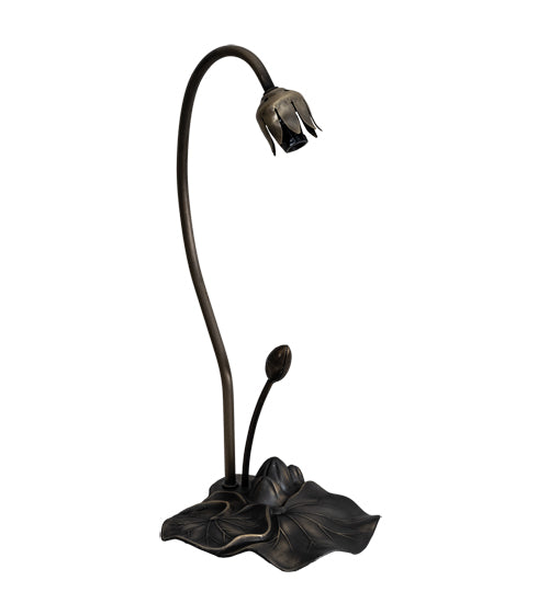 Meyda Lighting Tiffany Pond Lily 16" Mahogany Bronze Accent Table Lamp With Green Shade Glass