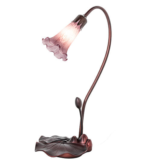 Meyda Lighting Tiffany Pond Lily 16" Mahogany Bronze Accent Table Lamp With Lavender Shade Glass