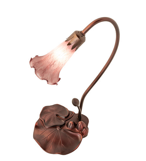 Meyda Lighting Tiffany Pond Lily 16" Mahogany Bronze Accent Table Lamp With Lavender Shade Glass