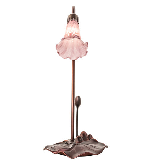 Meyda Lighting Tiffany Pond Lily 16" Mahogany Bronze Accent Table Lamp With Lavender Shade Glass
