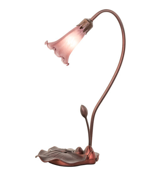 Meyda Lighting Tiffany Pond Lily 16" Mahogany Bronze Accent Table Lamp With Lavender Shade Glass