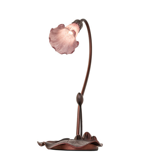Meyda Lighting Tiffany Pond Lily 16" Mahogany Bronze Accent Table Lamp With Lavender Shade Glass