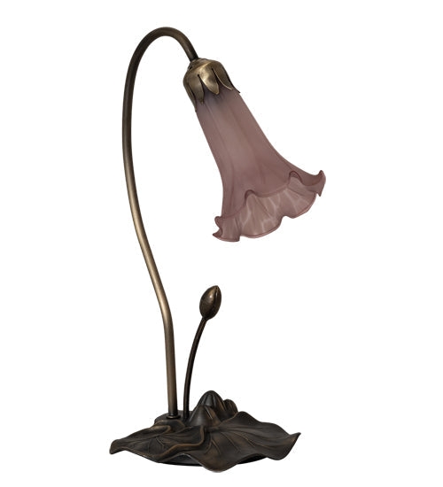 Meyda Lighting Tiffany Pond Lily 16" Mahogany Bronze Accent Table Lamp With Lavender Shade Glass