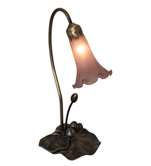 Meyda Lighting Tiffany Pond Lily 16" Mahogany Bronze Accent Table Lamp With Lavender Shade Glass