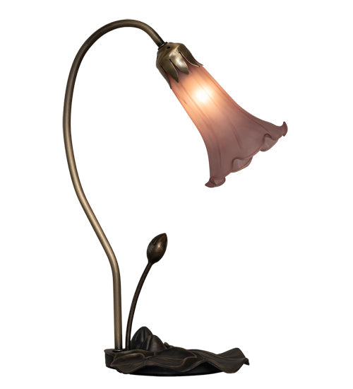 Meyda Lighting Tiffany Pond Lily 16" Mahogany Bronze Accent Table Lamp With Lavender Shade Glass