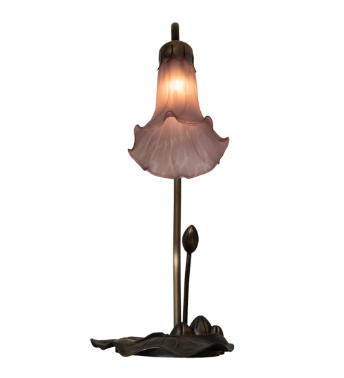 Meyda Lighting Tiffany Pond Lily 16" Mahogany Bronze Accent Table Lamp With Lavender Shade Glass