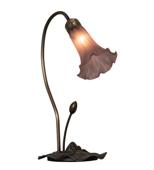 Meyda Lighting Tiffany Pond Lily 16" Mahogany Bronze Accent Table Lamp With Lavender Shade Glass