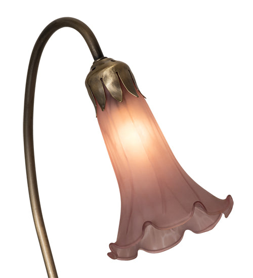 Meyda Lighting Tiffany Pond Lily 16" Mahogany Bronze Accent Table Lamp With Lavender Shade Glass