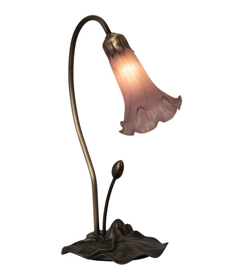 Meyda Lighting Tiffany Pond Lily 16" Mahogany Bronze Accent Table Lamp With Lavender Shade Glass