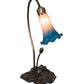 Meyda Lighting Tiffany Pond Lily 16" Mahogany Bronze Accent Table Lamp With Pink and Blue Shade Glass