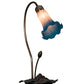 Meyda Lighting Tiffany Pond Lily 16" Mahogany Bronze Accent Table Lamp With Pink and Blue Shade Glass