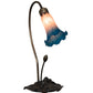 Meyda Lighting Tiffany Pond Lily 16" Mahogany Bronze Accent Table Lamp With Pink and Blue Shade Glass