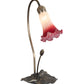Meyda Lighting Tiffany Pond Lily 16" Mahogany Bronze Accent Table Lamp With Pink and White Shade Glass