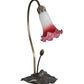 Meyda Lighting Tiffany Pond Lily 16" Mahogany Bronze Accent Table Lamp With Pink and White Shade Glass