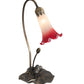 Meyda Lighting Tiffany Pond Lily 16" Mahogany Bronze Accent Table Lamp With Pink and White Shade Glass
