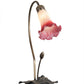 Meyda Lighting Tiffany Pond Lily 16" Mahogany Bronze Accent Table Lamp With Pink and White Shade Glass