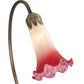 Meyda Lighting Tiffany Pond Lily 16" Mahogany Bronze Accent Table Lamp With Pink and White Shade Glass