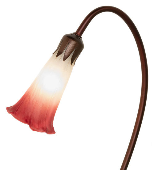 Meyda Lighting Tiffany Pond Lily 16" Mahogany Bronze Accent Table Lamp With Pink and White Shade Glass
