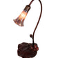 Meyda Lighting Tiffany Pond Lily 16" Mahogany Bronze Accent Table Lamp With Purple Iridescent Shade Glass