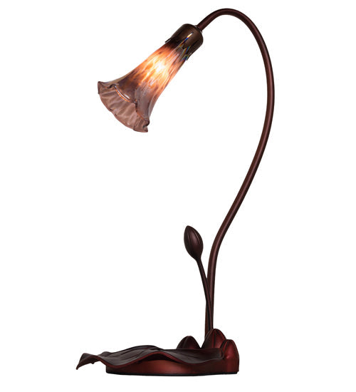 Meyda Lighting Tiffany Pond Lily 16" Mahogany Bronze Accent Table Lamp With Purple Iridescent Shade Glass