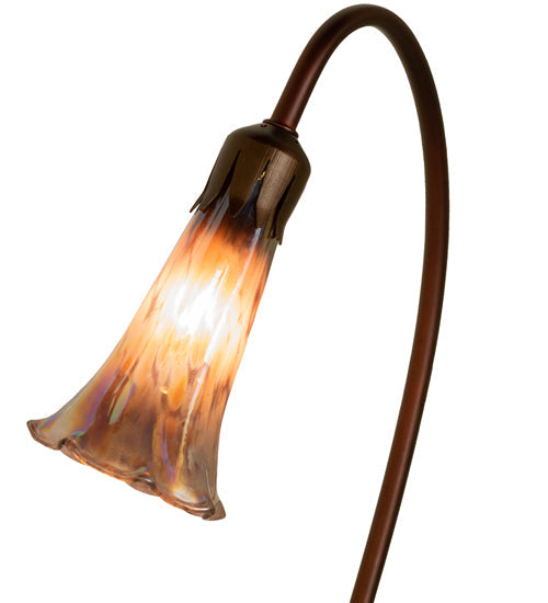 Meyda Lighting Tiffany Pond Lily 16" Mahogany Bronze Accent Table Lamp With Purple Iridescent Shade Glass