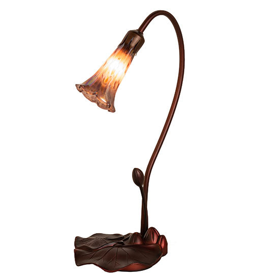 Meyda Lighting Tiffany Pond Lily 16" Mahogany Bronze Accent Table Lamp With Purple Iridescent Shade Glass