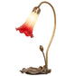 Meyda Lighting Tiffany Pond Lily 16" Mahogany Bronze Accent Table Lamp With Red & Green Shade Glass