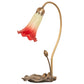 Meyda Lighting Tiffany Pond Lily 16" Mahogany Bronze Accent Table Lamp With Red & Green Shade Glass